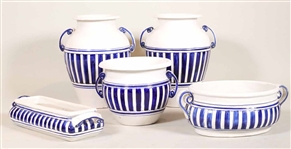 Set of Blue and White Ceramic Planters