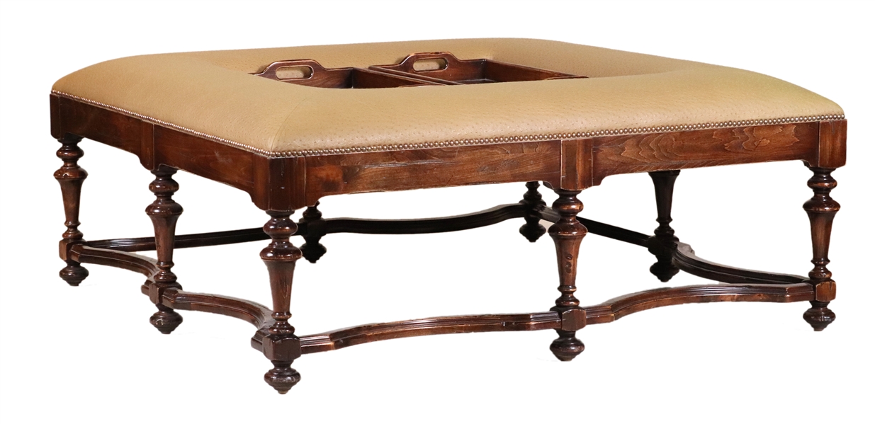 Baroque Style Ostrich-Upholstered Ottoman