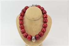 Vintage Red Coral and Sterling Silver Necklace