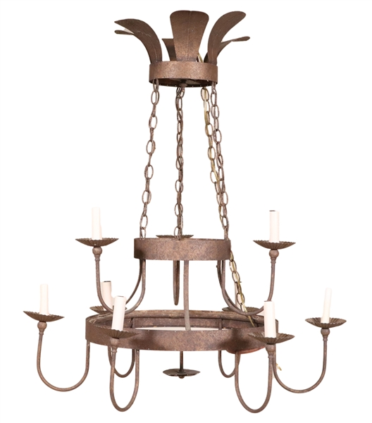 Colonial Style Iron Two-Tier Chandelier