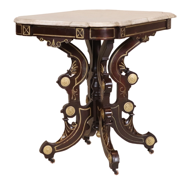Renaissance Revival Marble Top Center Table