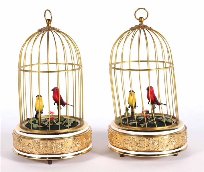 Two Reuge Music Birdcage Music Boxes