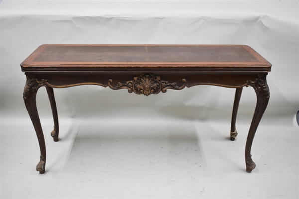 Carved and Inlaid Mahogany Console Table
