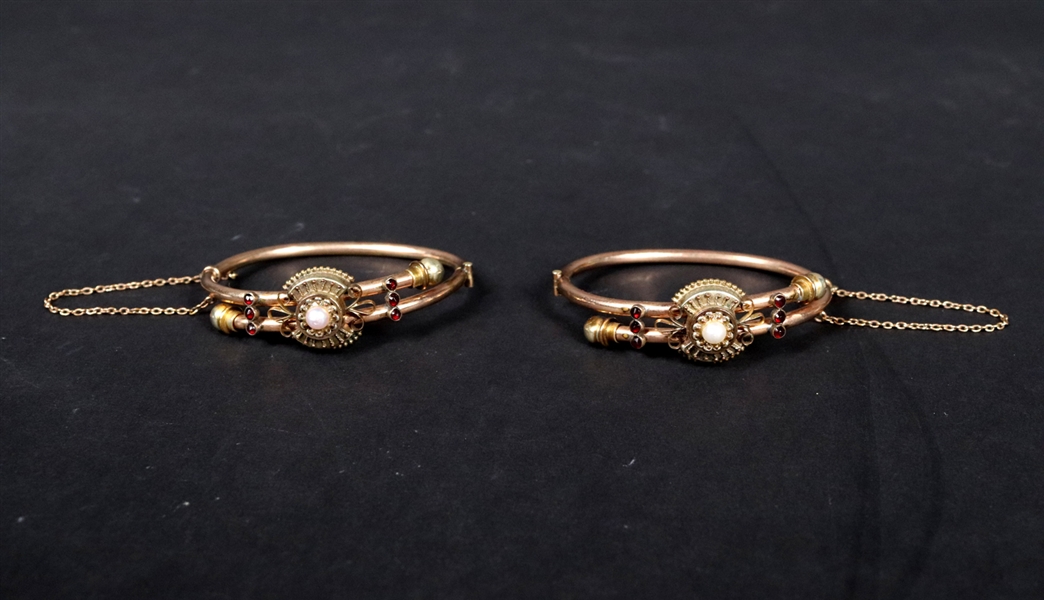 Pair of Victorian Yellow Gold-Filled Bracelets