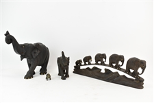 Three Carved Hardwood Elephant Sculptures