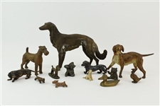 Group of Metal Dog and Animal Figurines