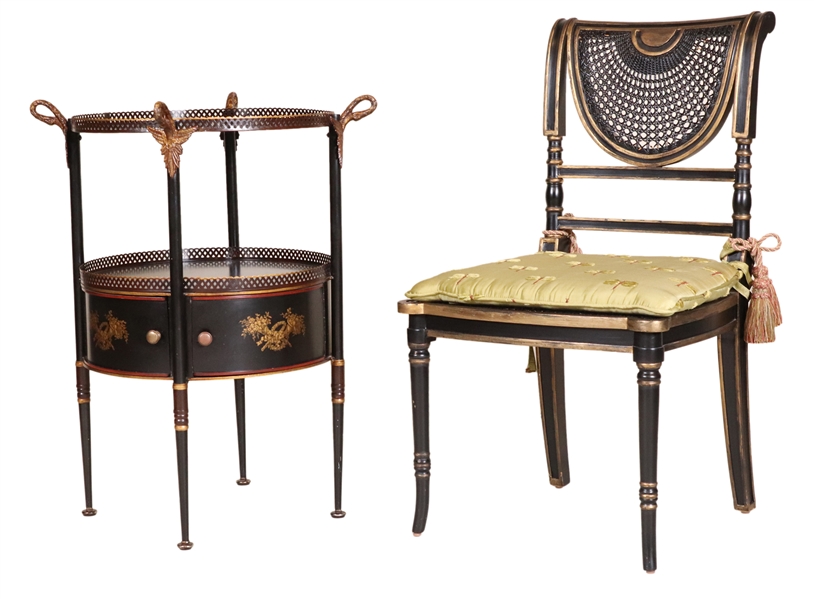Parcel-Gilt and Ebonized Tole Occasional Table