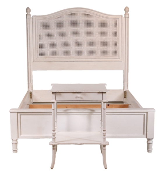 White Painted and Caned Bedstead