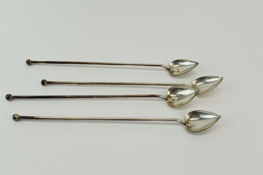 Set of Four Silver Iced Tea Sippers