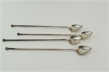 Set of Four Silver Iced Tea Sippers