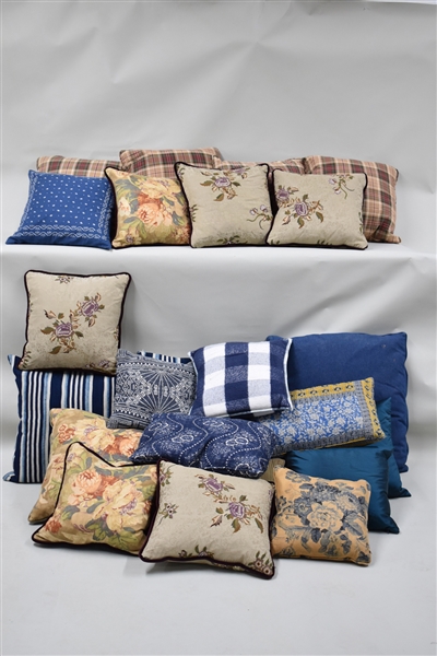 Large Group Assorted Decorative Throw Pillows