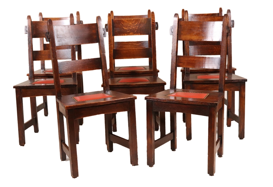 Eight Gustav Stickley "Rabbit Ear" Dining Chairs