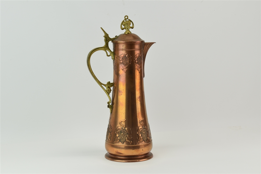 WMF Copper and Brass Covered Wine Pitcher