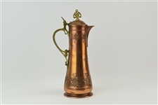 WMF Copper and Brass Covered Wine Pitcher