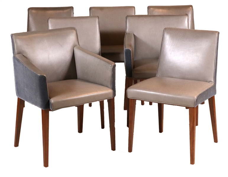 Seven Wittmann Modern Grey-Leather Dining Chairs
