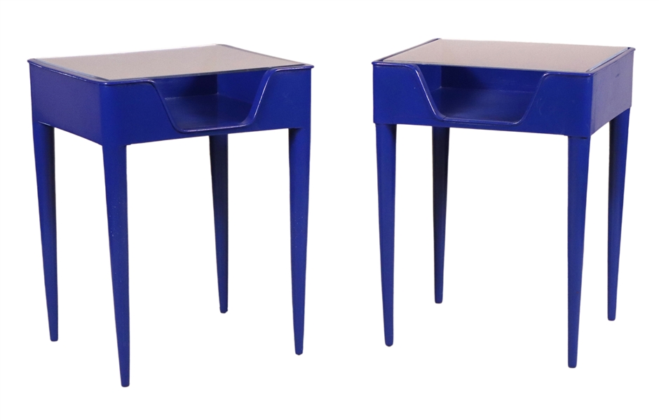 Pair of Modern Blue-Painted Side Tables