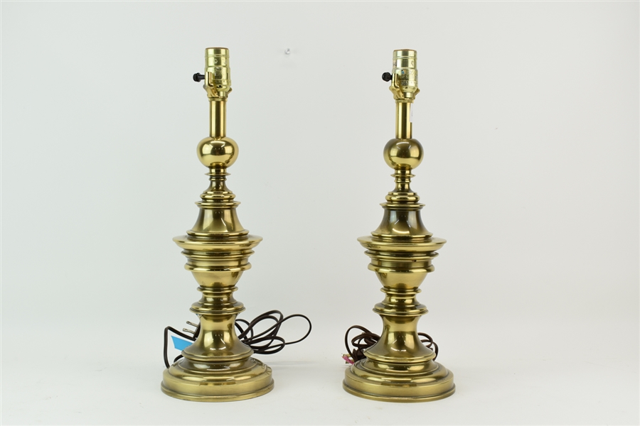 Pair Heavy Brass Stiffel Table Lamps