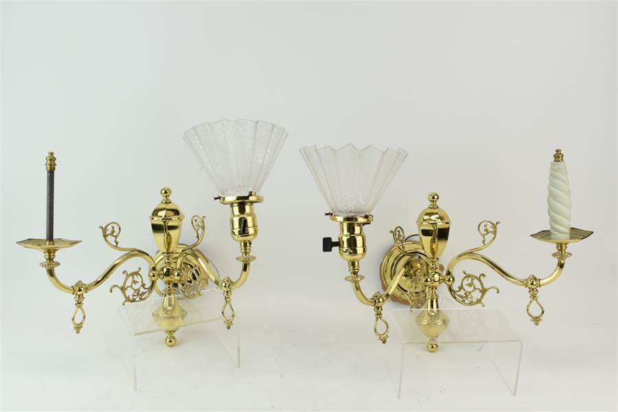 Pair of Vintage Brass Wall Sconces
