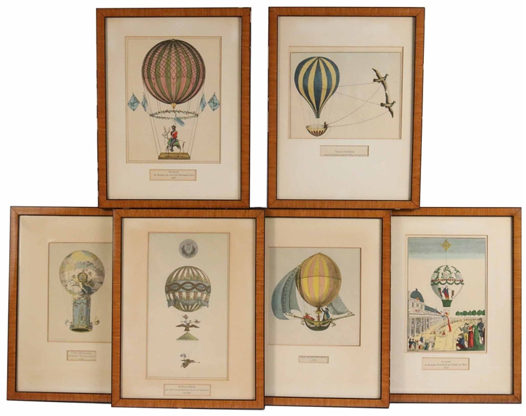 Six Framed Lithographs of Hot Air Balloons