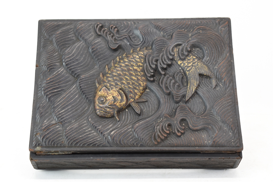 Antique Japanese Deeply Hand-Carved Box