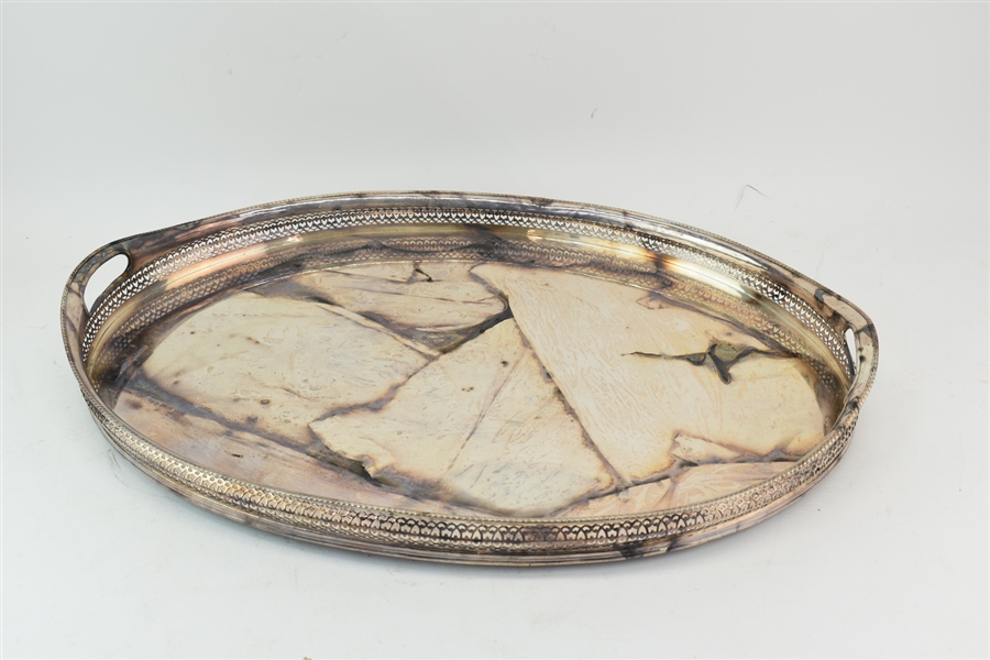 Large Silverplated Double Handled Serving Tray