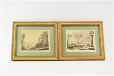 Pair of Silk Matted Framed Classical Prints