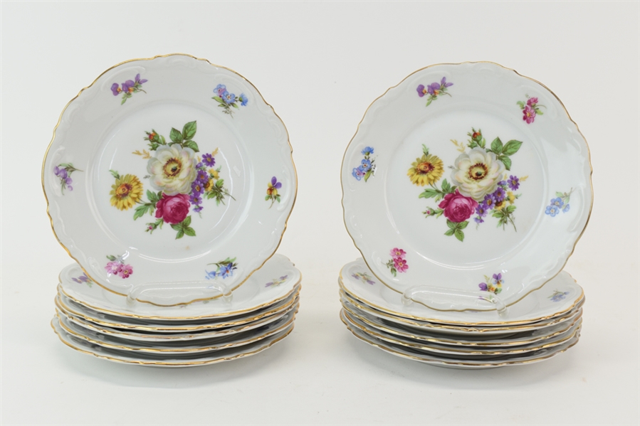 Set of Twelve Mitterreich "Meissen Floral" Plates
