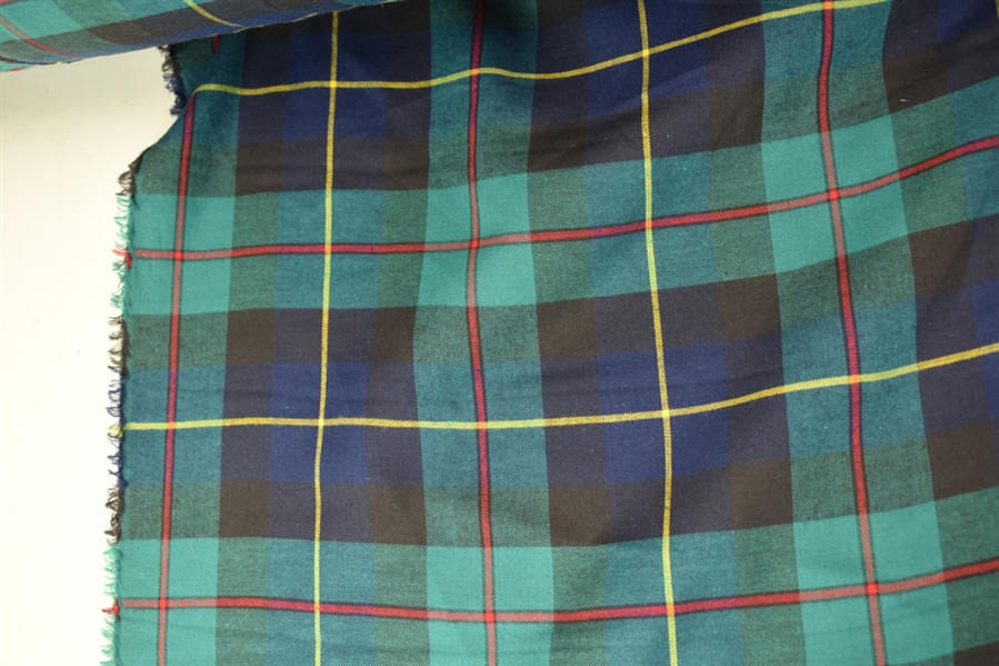 Large Plaid Fabric Roll Featuring Navy and Aqua