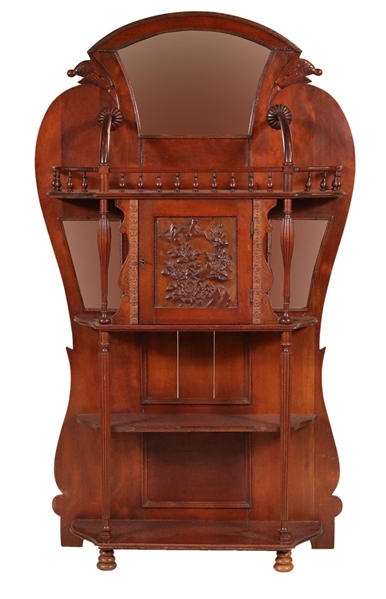 Art Nouveau Carved Mahogany Display Cabinet