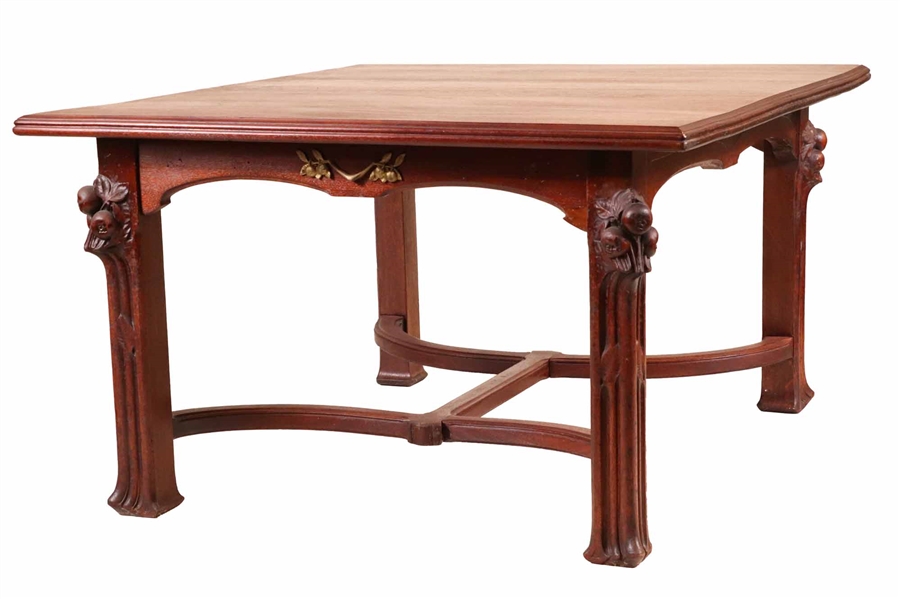 Art Nouveau Carved Mahogany Dining Table