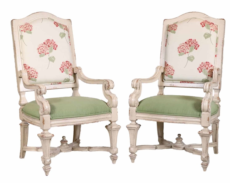 Pair of Louis XVI Style Painted Fauteuil