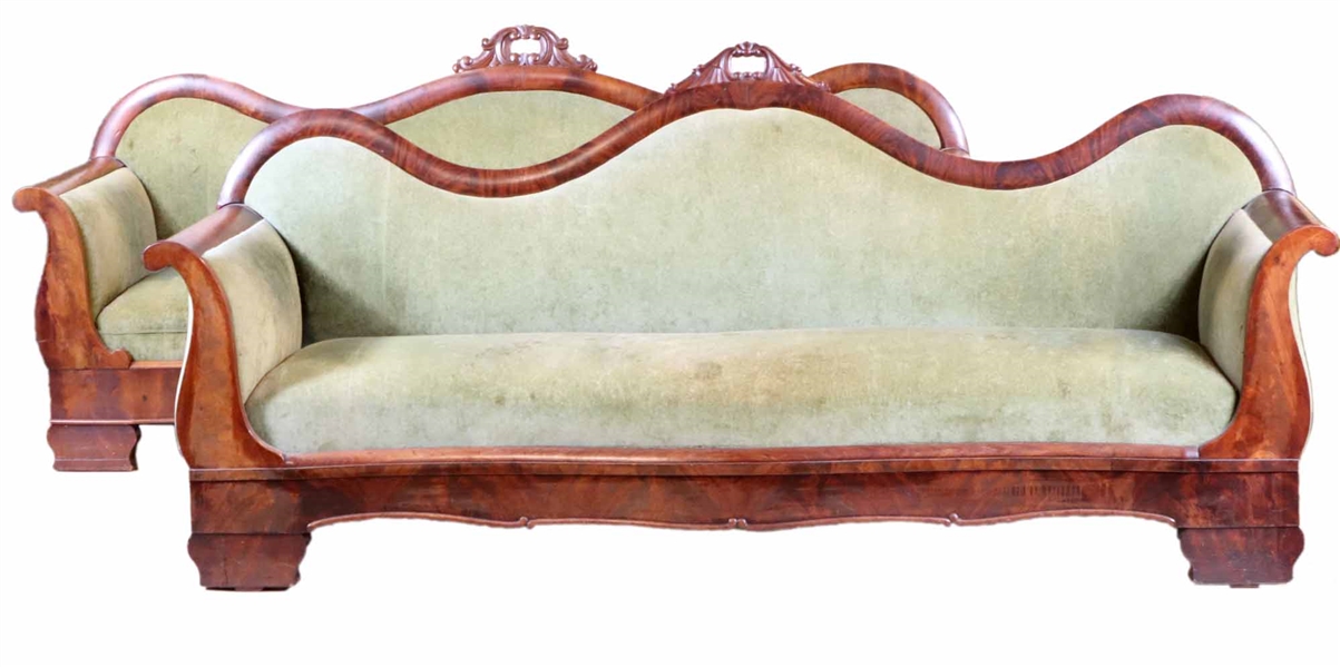 Pair of Victorian Upholstered Mahogany Sofas