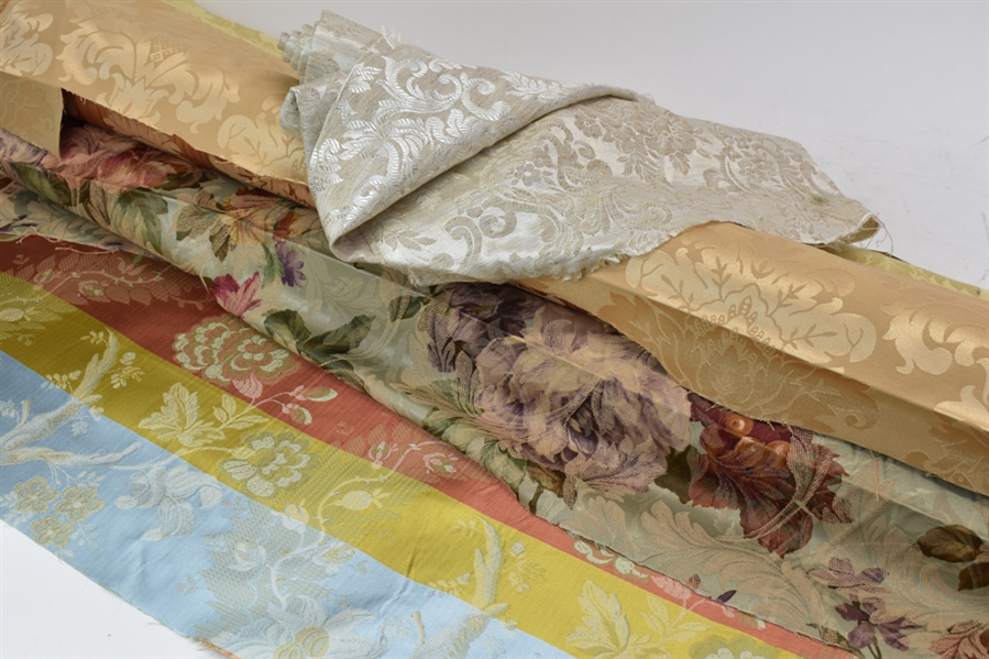 Group of Five Rolls of Floral Fabrics