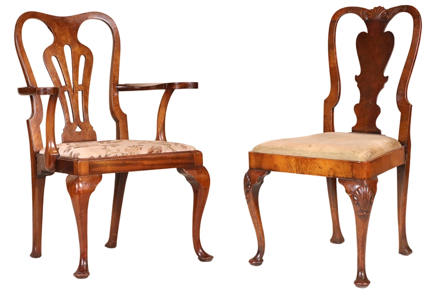 George II Style Walnut Side Chair
