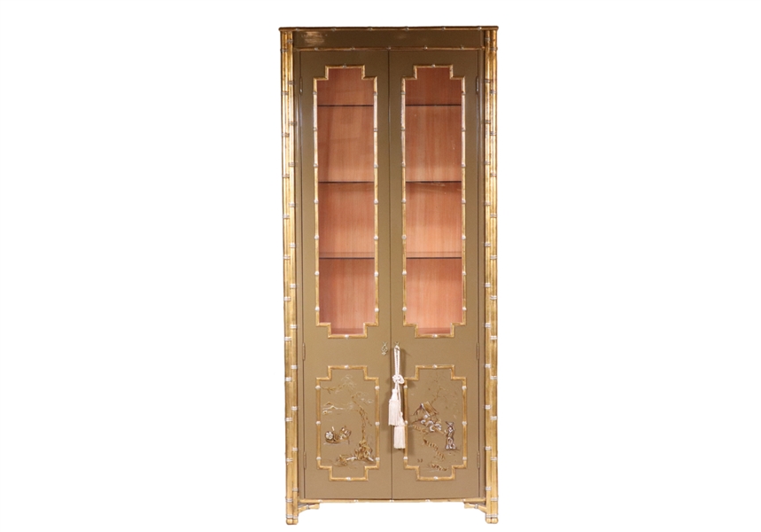 Chinoiserie Decorated Gold Painted Vitrine