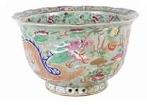 Chinese Dragon Decorated Glazed Ceramic Planter