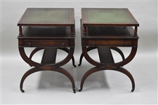 Pair of Mahogany Leather Top Side Tables