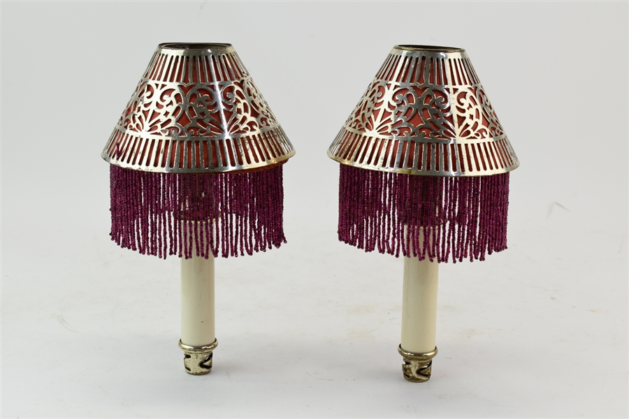 Pair of Pierced Silver Lamps Shades 