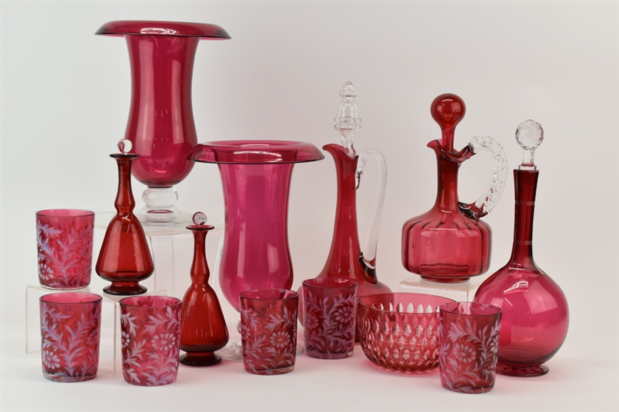 Group of Assorted Cranberry Glassware