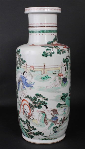 Chinese Famille Verte Wucai Porcelain Vase