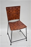 Modern Leather Woven and Iron Side Chair