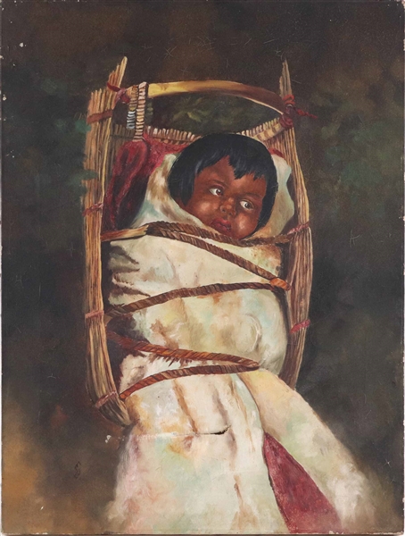 Oil on Canvas, Child in Papoose