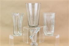 Four Colorless Glass Vases