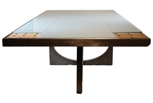 Modern Wood, Glass, and Steel Dining Table
