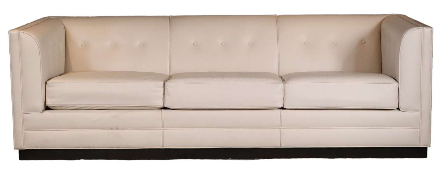Leather Upholstered Three Cushioned Sofa