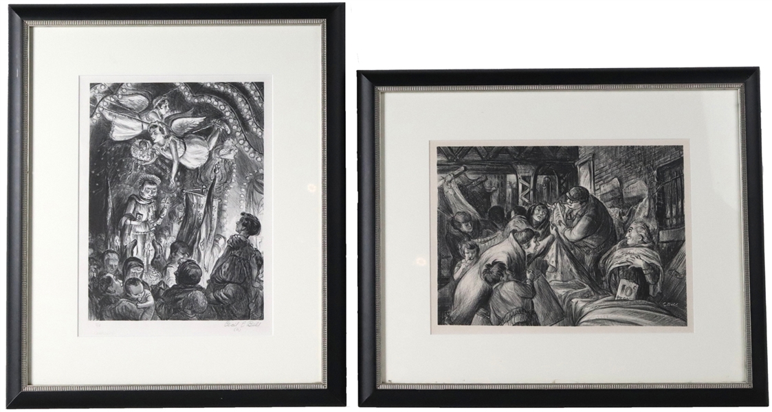 Two Cecil Bell Etchings of Genre Scenes