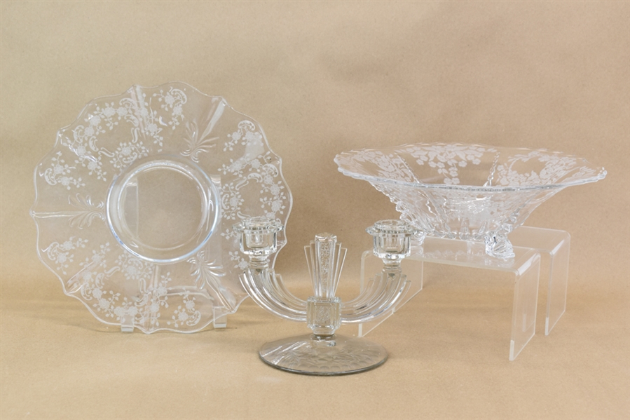 Colorless Etched and Cut Glass Table Articles