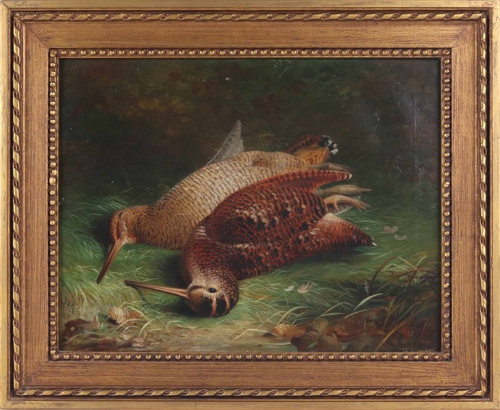 Oil on Canvas, Game Birds in Grass