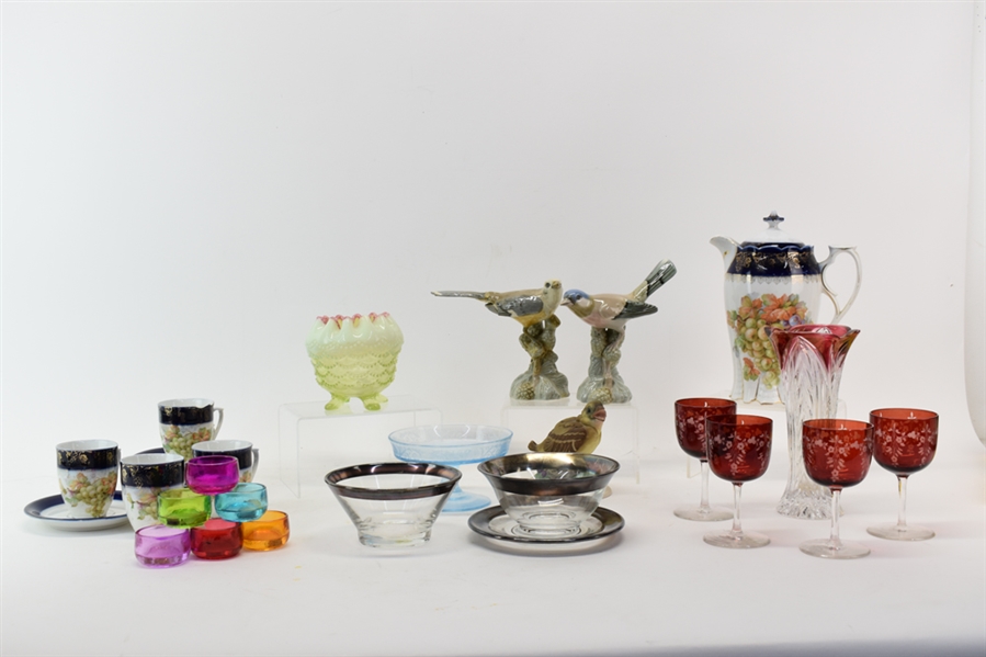 Group of Assorted Colored Glass Table Articles