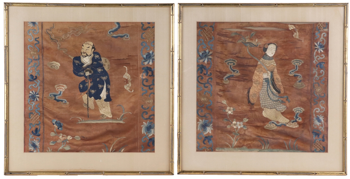 Two Chinese Embroidery Panels